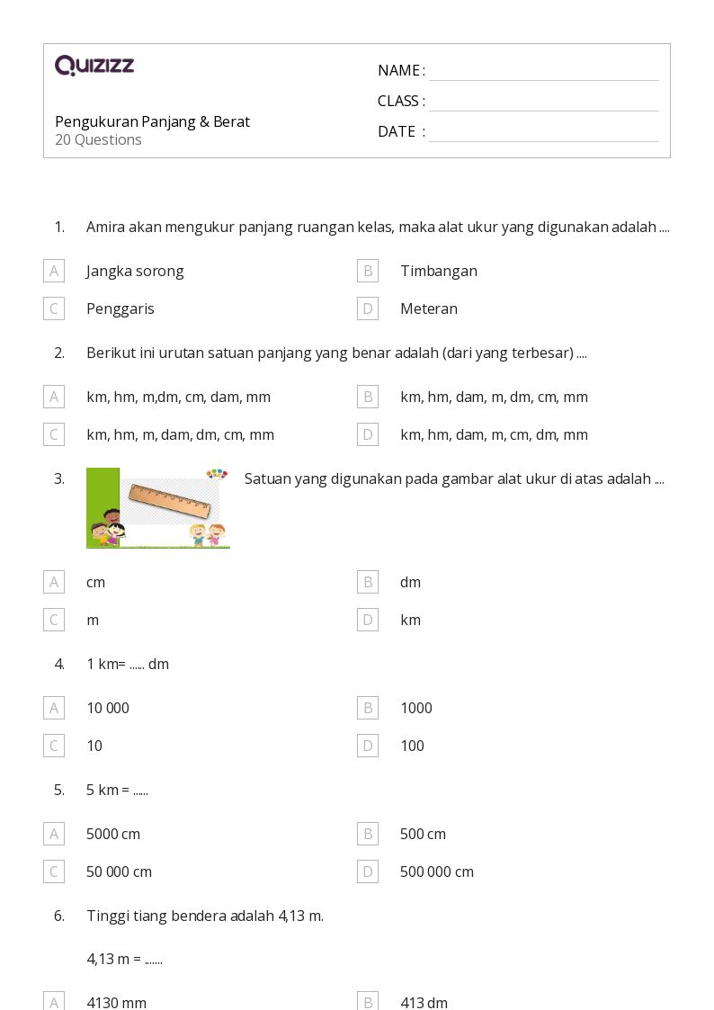 50 lembar kerja Mengukur Volume untuk Kelas 4 di Quizizz Gratis