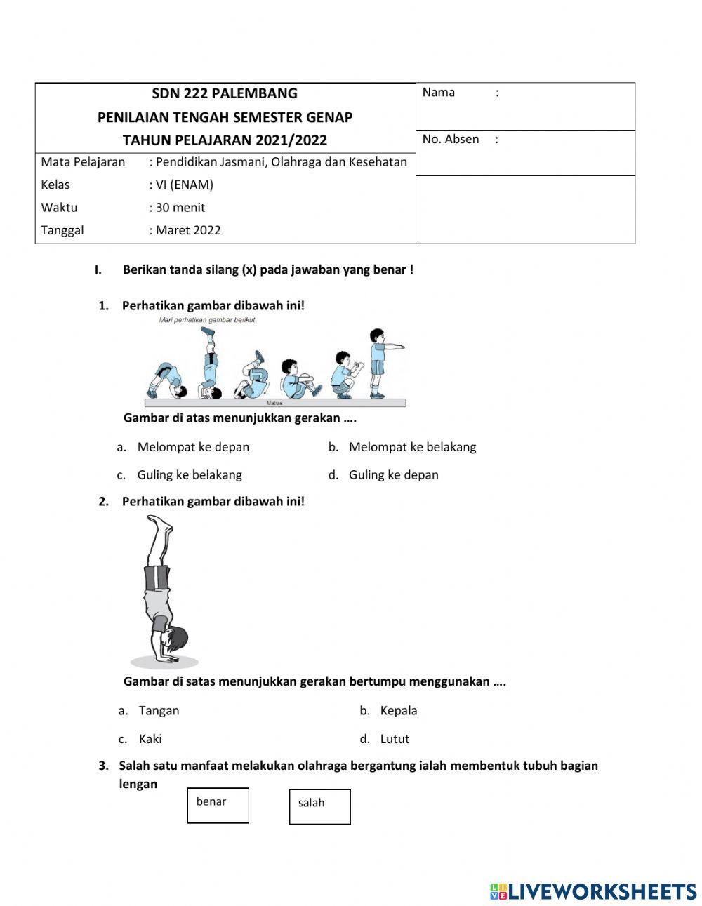 Soal PTS PJOK K Free Interactive Worksheets 2777558 Soal PTS PJOK K Free Interactive Worksheets 2777558