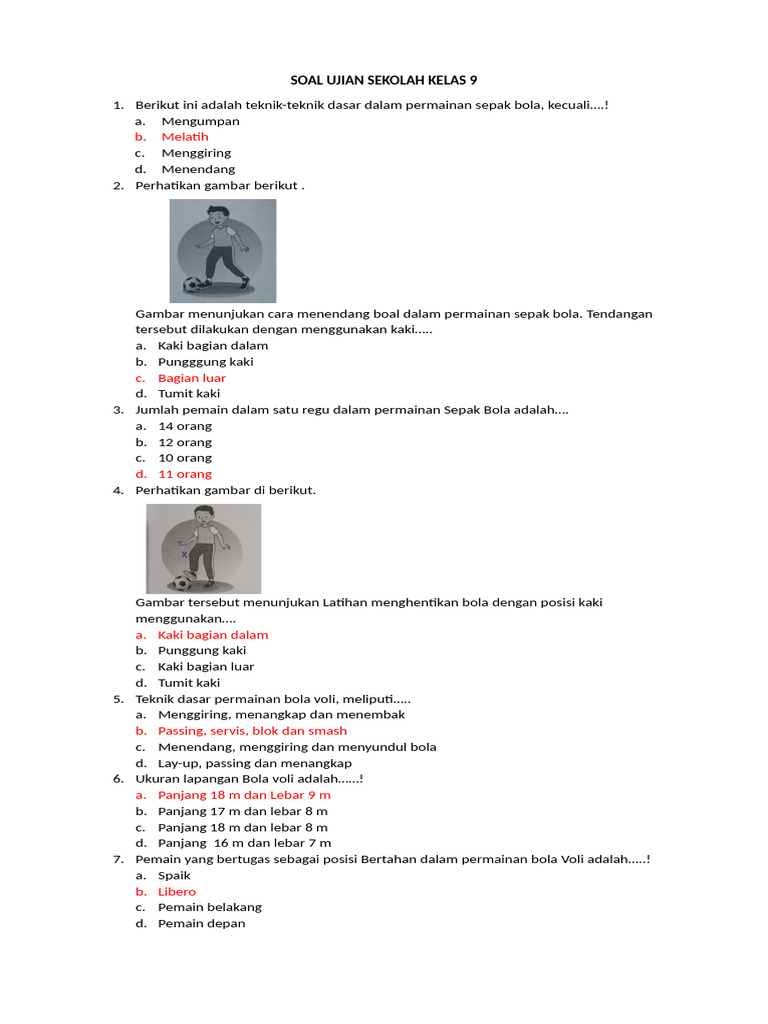 Soal Ujian Olahraga Kelas 9 PDF
