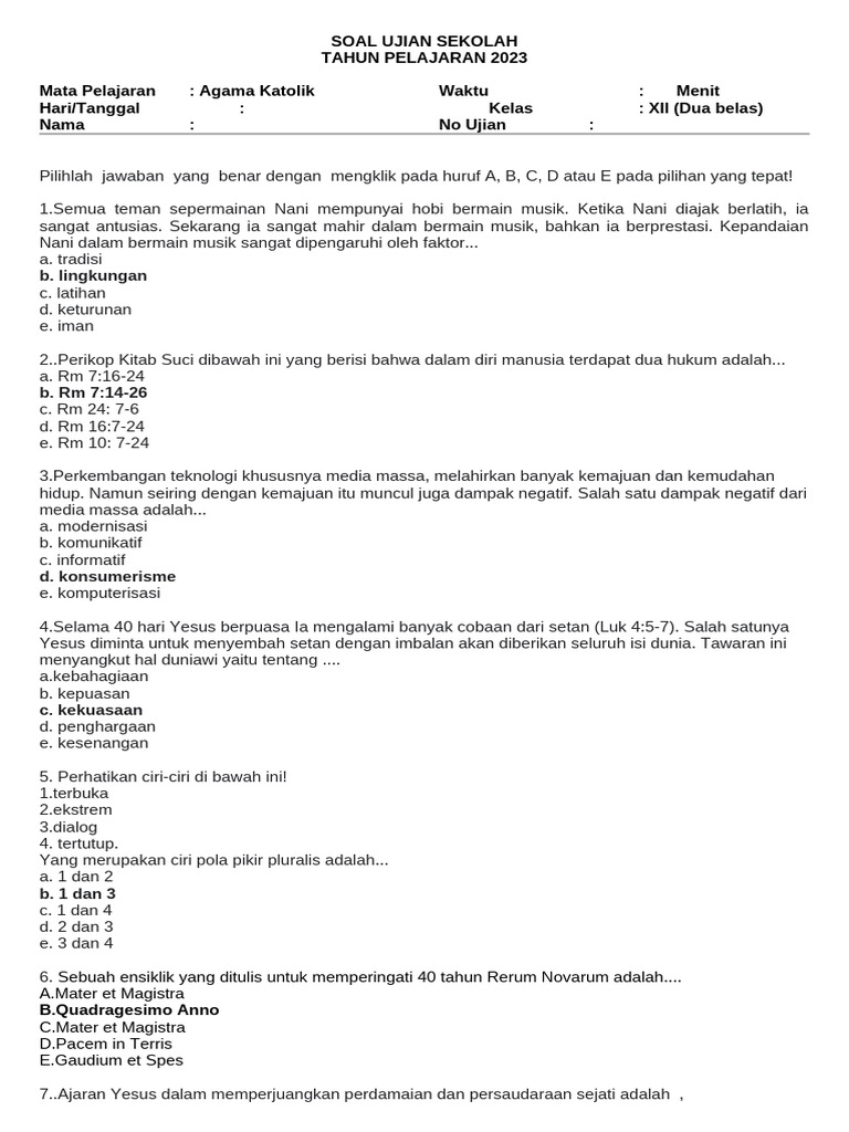 Rahasia Tes Kemampuan Akademik 2026 untuk Lulus Ujian Sekolah Agama Katolik Kelas 12 Rahasia Tes Kemampuan Akademik 2026 untuk Lulus Ujian Sekolah Agama Katolik Kelas 12
