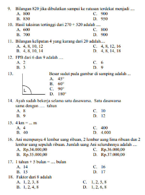 Ternyata Ini 40 Soal PAS Matematika Kelas 4 Semester 1 yang Sering Keluar