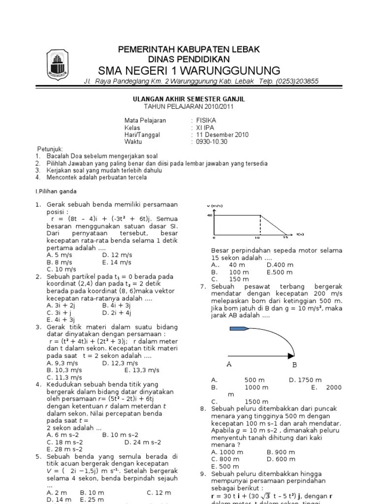 Ternyata Ini Rahasia Contoh Soal dan Pembahasan Fisika Kelas 11 Semester 1 untuk Hadapi Ujian