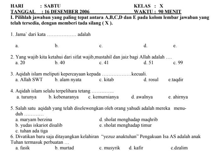 30 contoh soal uas akidah akhlak kelas xi semester 2 terbukti bantu raih nilai maksimal