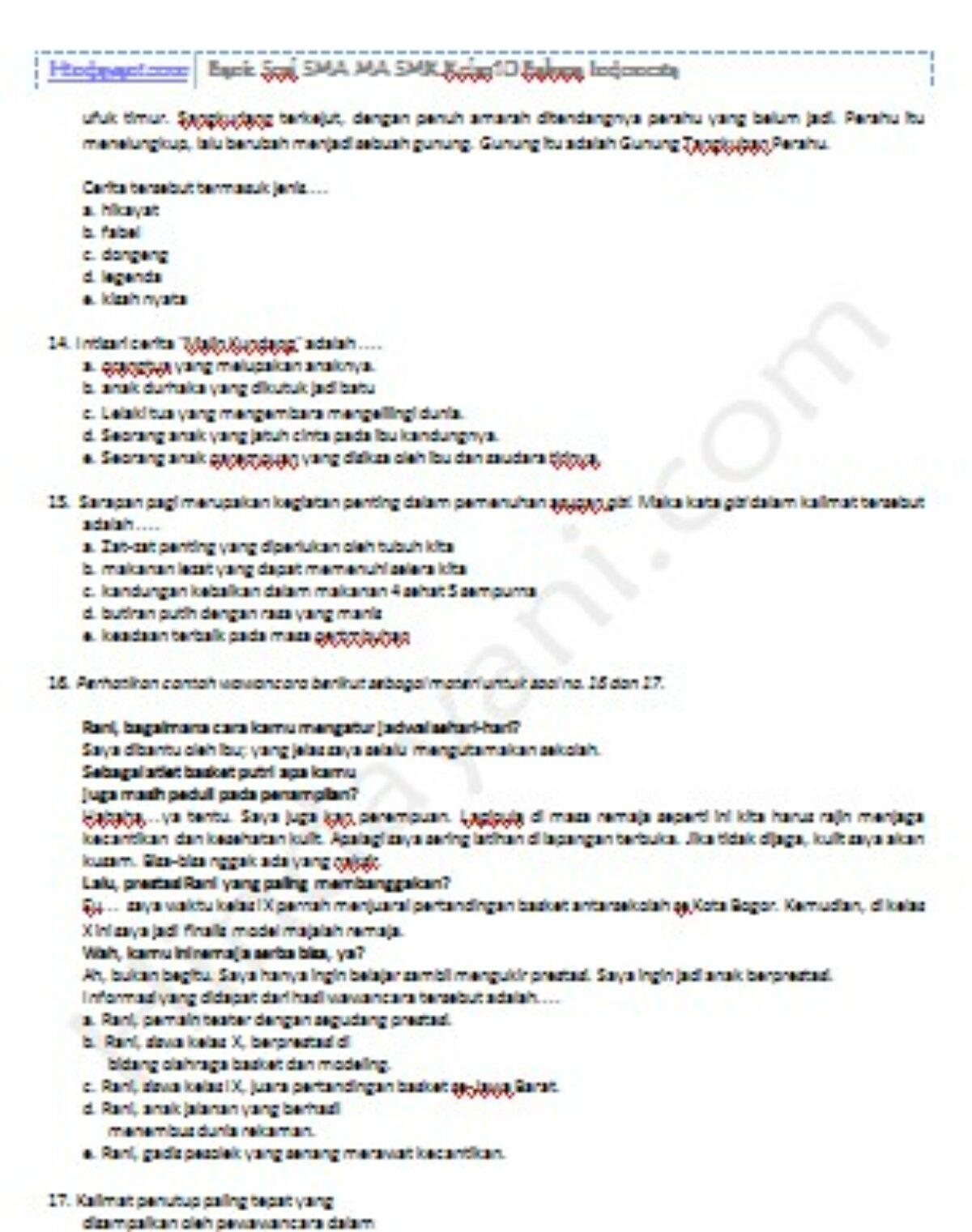 7 Contoh Soal UAS Bahasa Indonesia Kelas 10 Semester 2 yang Terbukti Naikkan Nilai