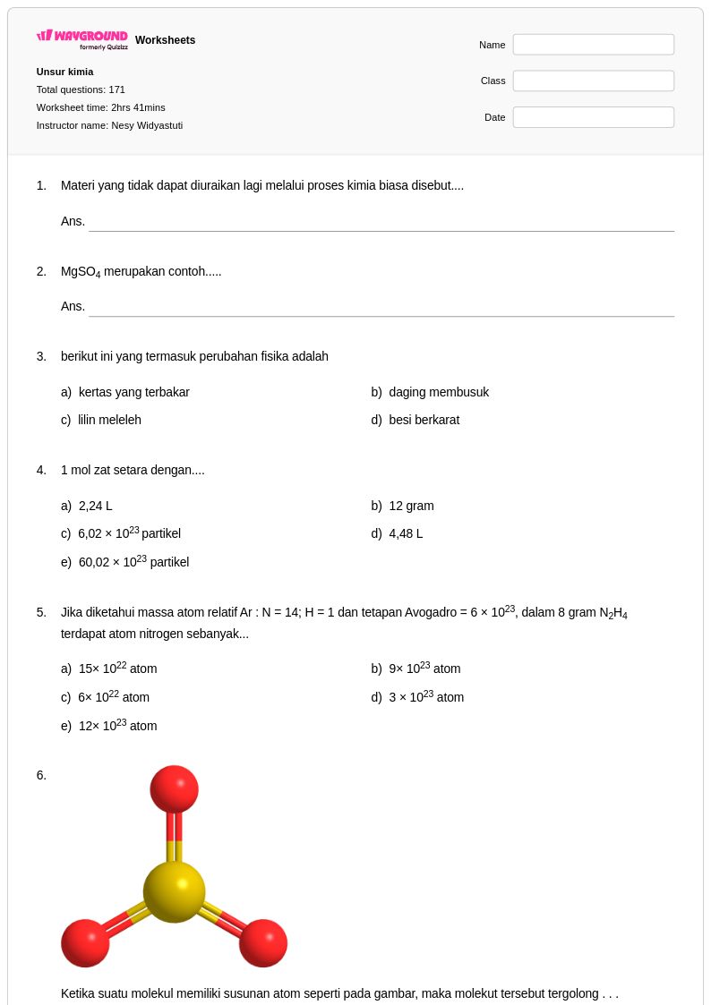 Akhirnya Tersedia 7 Contoh Soal dan Pembahasan Kimia Kelas 1 yang Sering Muncul di Ujian 2026 Akhirnya Tersedia 7 Contoh Soal dan Pembahasan Kimia Kelas 1 yang Sering Muncul di Ujian 2026