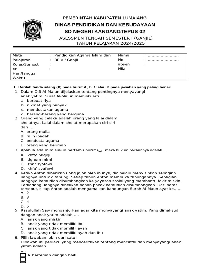 Soal PAI Kelas 5 Semester 1 Ternyata Punya Pola Rahasia, Wajib Tahu 7 Trik Jitu Taklukkan Ujian 2026 Soal PAI Kelas 5 Semester 1 Ternyata Punya Pola Rahasia, Wajib Tahu 7 Trik Jitu Taklukkan Ujian 2026