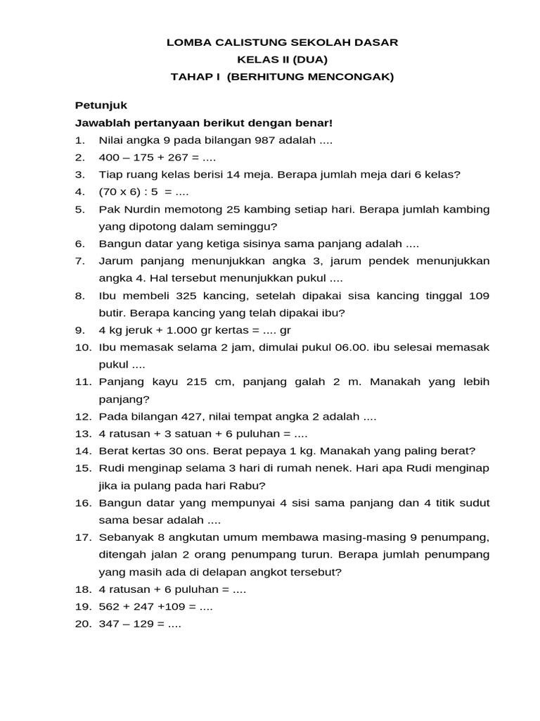 Terbukti! 7 Contoh Soal Calistung Kelas 2 SD 2018 yang Bikin Anak Cepat Menguasai Matematika Terbukti! 7 Contoh Soal Calistung Kelas 2 SD 2018 yang Bikin Anak Cepat Menguasai Matematika