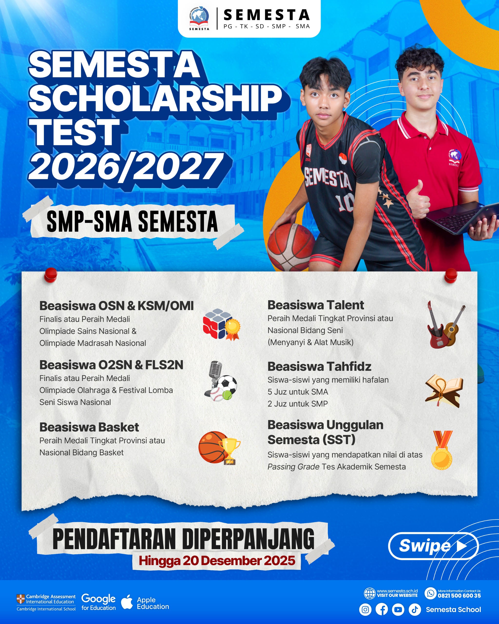 Pendaftaran Jalur Beasiswa Sekolah Semesta Tahun Ajaran 2026 2027 Pendaftaran Jalur Beasiswa Sekolah Semesta Tahun Ajaran 2026 2027