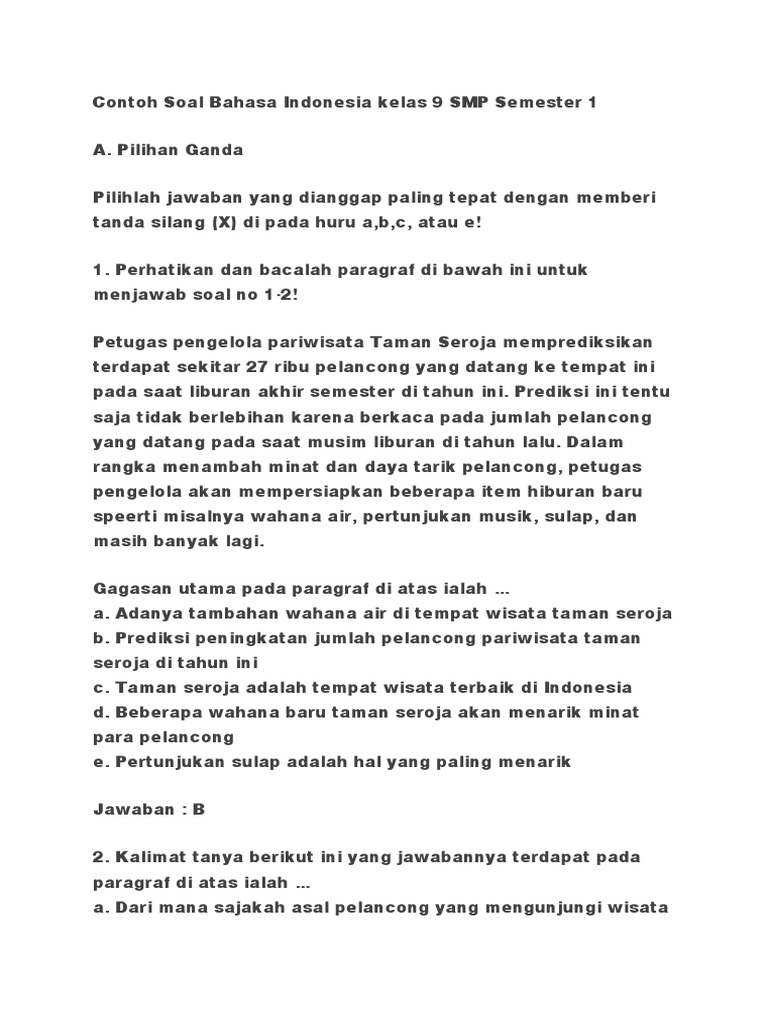 Ternyata Ini Contoh Soal dan Pembahasan Bahasa Indonesia Kelas 9 Semester 1 yang Sering Muncul di Sulingjar 2026 Ternyata Ini Contoh Soal dan Pembahasan Bahasa Indonesia Kelas 9 Semester 1 yang Sering Muncul di Sulingjar 2026