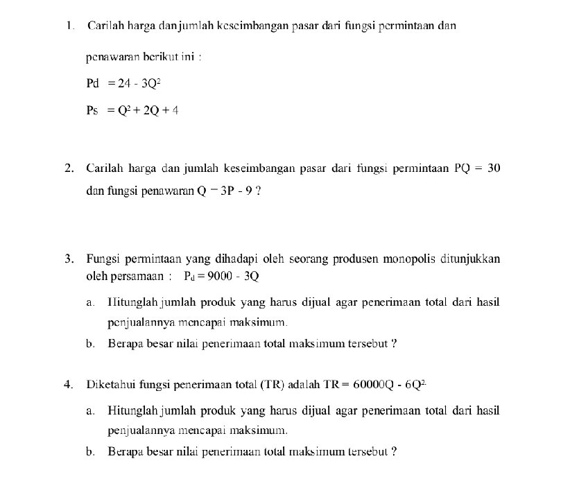 2 Carilah harga dan jumlah keseimbangan StudyX 2 Carilah harga dan jumlah keseimbangan StudyX