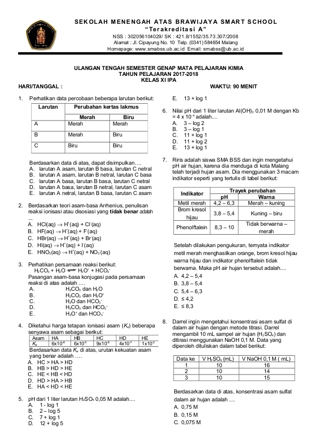Soal Kimia Kelas 10 Semester 1 - Piffle me Soal Kimia Kelas 10 Semester 1 - Piffle me