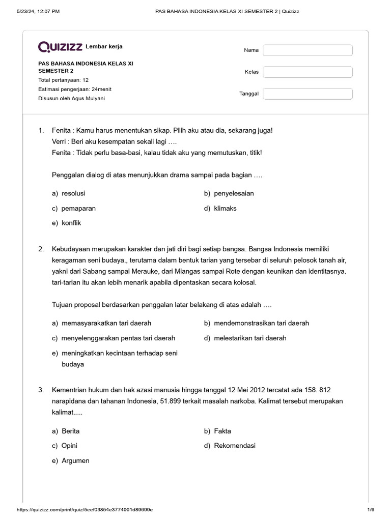 Wajib Tahu! 7 Contoh Soal UAS Bahasa Indonesia Kelas 11 Semester 2 yang Sering Muncul dan Kunci Jawabannya Wajib Tahu! 7 Contoh Soal UAS Bahasa Indonesia Kelas 11 Semester 2 yang Sering Muncul dan Kunci Jawabannya