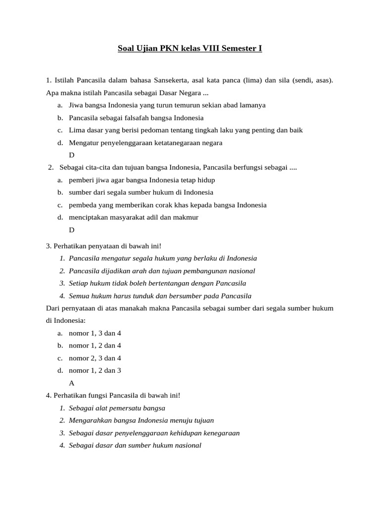 contoh soal uas pkn kelas 8 semester 1 kurikulum 2013 contoh soal uas pkn kelas 8 semester 1 kurikulum 2013