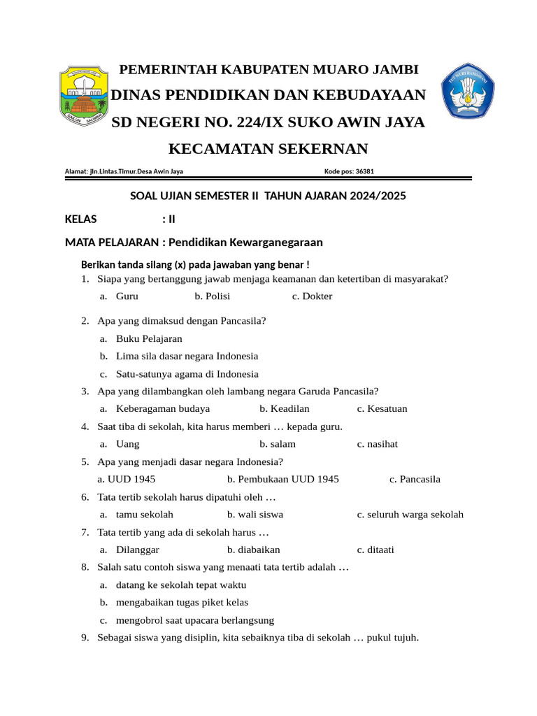 7 Rahasia Contoh Soal C1 Pendidikan Kewarganegaraan SD Kelas 2 Diketahui Sebelum Ujian