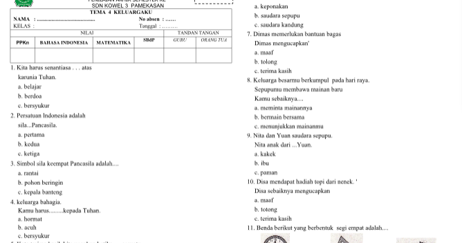 Rahasia Skor Sempurna Bocoran Soal Tema 4 Kelas 1 UAS yang Wajib Kamu Pelajari Sekarang Rahasia Skor Sempurna Bocoran Soal Tema 4 Kelas 1 UAS yang Wajib Kamu Pelajari Sekarang