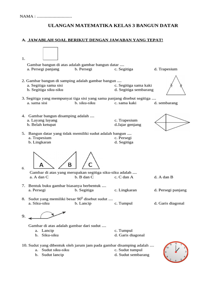 Ternyata Ini Kumpulan Soal Soal Bangun Datar Untuk SD Kelas 3 Paling Mudah dan Akurat Ternyata Ini Kumpulan Soal Soal Bangun Datar Untuk SD Kelas 3 Paling Mudah dan Akurat