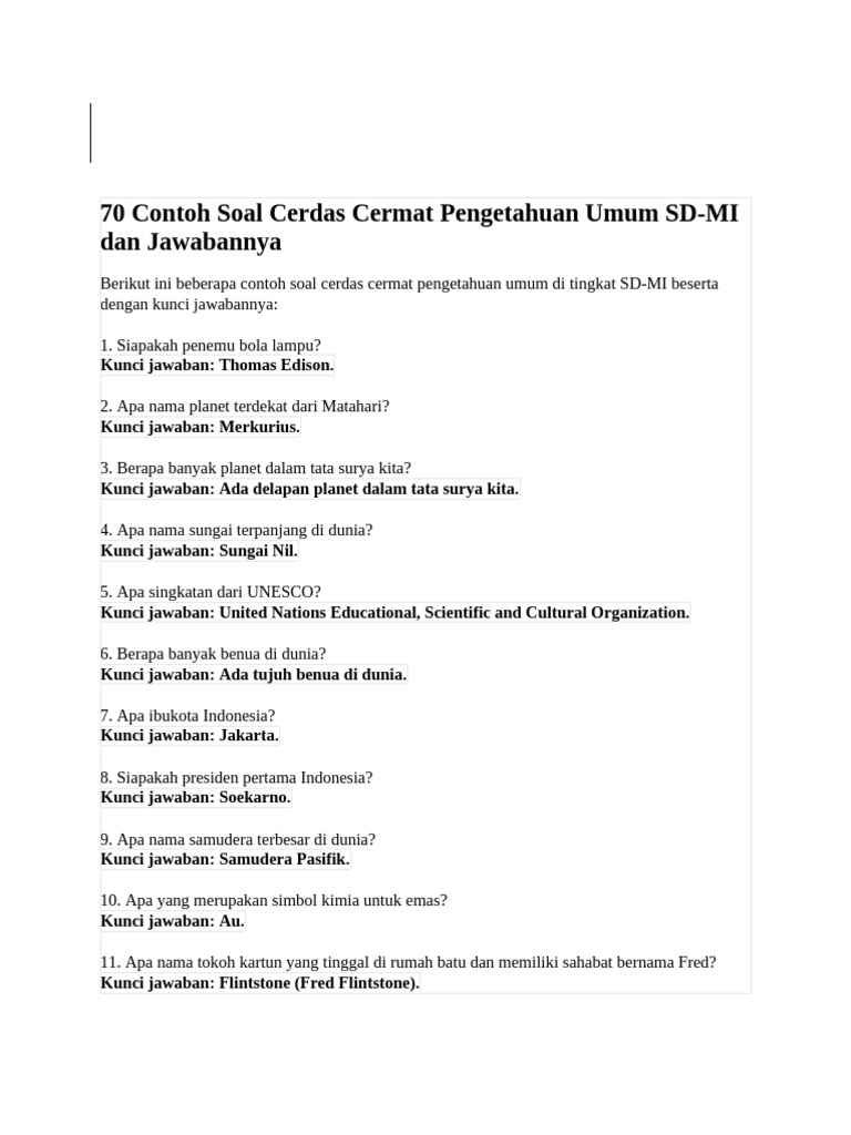 Wajib Tahu Kumpulan soal soal cerdas cermat umum kelas 3 benar dan salah Terbaru Wajib Tahu Kumpulan soal soal cerdas cermat umum kelas 3 benar dan salah Terbaru